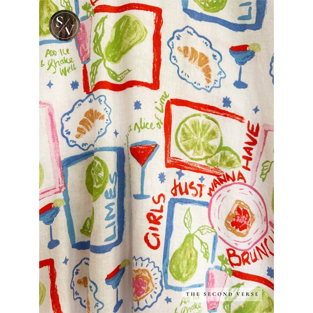 NEW CYNTHIA ROWLEY Girls Just Want To Have Brunch Mini Woven Linen Dress Large - Picture 10 of 11